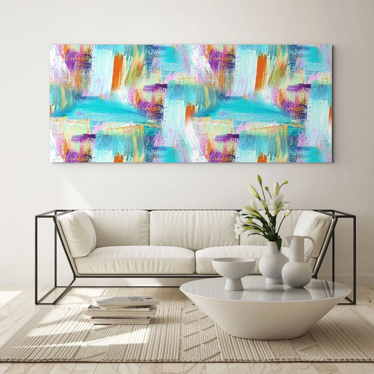 Schilderen op glas - Vrolijk vlekkerig en besmeurd - 160x50 cm