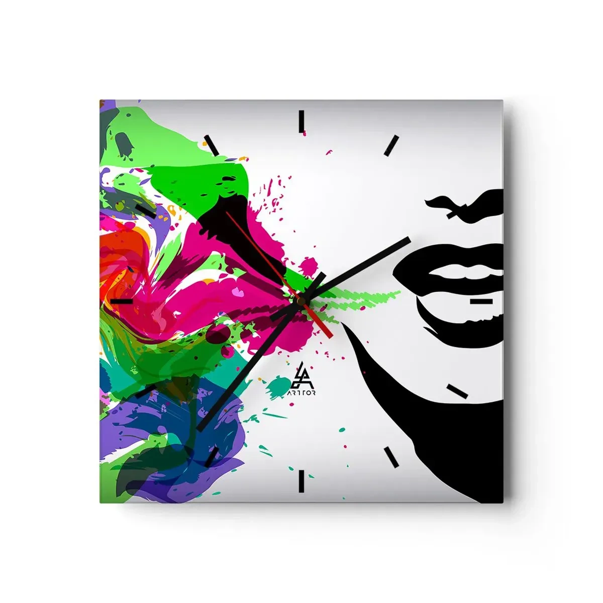 Wandklok - Klok - Een verhaal in de kleuren van de regenboog - 30x30 cm