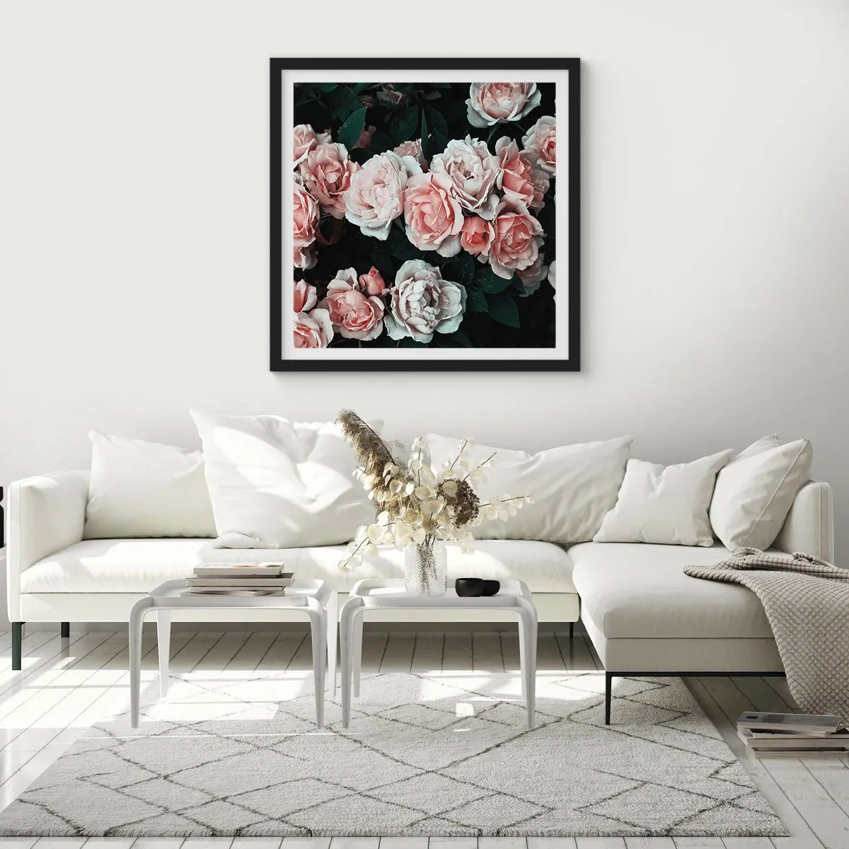 Poster in een zwarte lijst - Rozen ensemble - 30x30 cm
