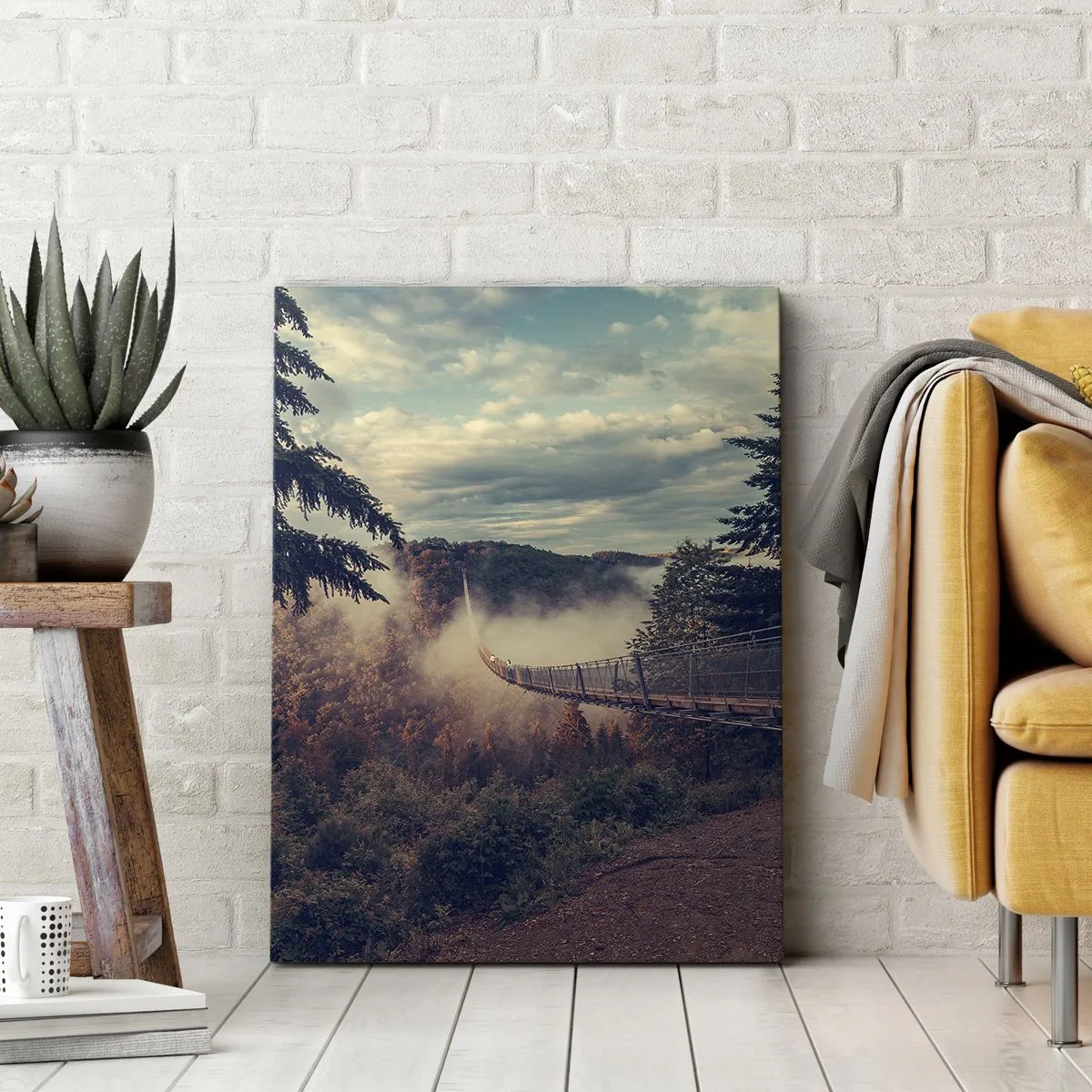 Schilderen op canvas - Boven het herfstbos - 65x120 cm