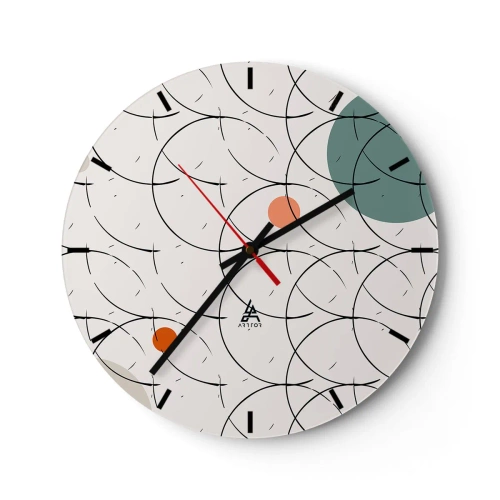 Wandklok - Klok - Pop-artcompositie met zwarte lijnen en gekleurde cirkels - 30x30cm - In de pop-art-sfeer - Moderne wanddecoratie voor woonkamer, keuken en slaapkamer ARTTOR