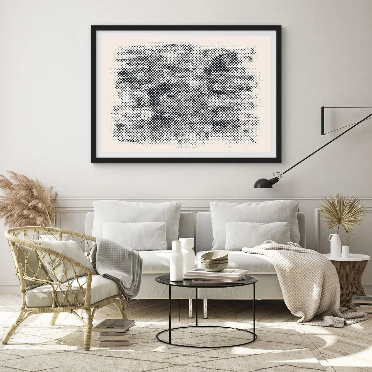 Poster in een zwarte lijst - Mistige compositie - 70x50 cm