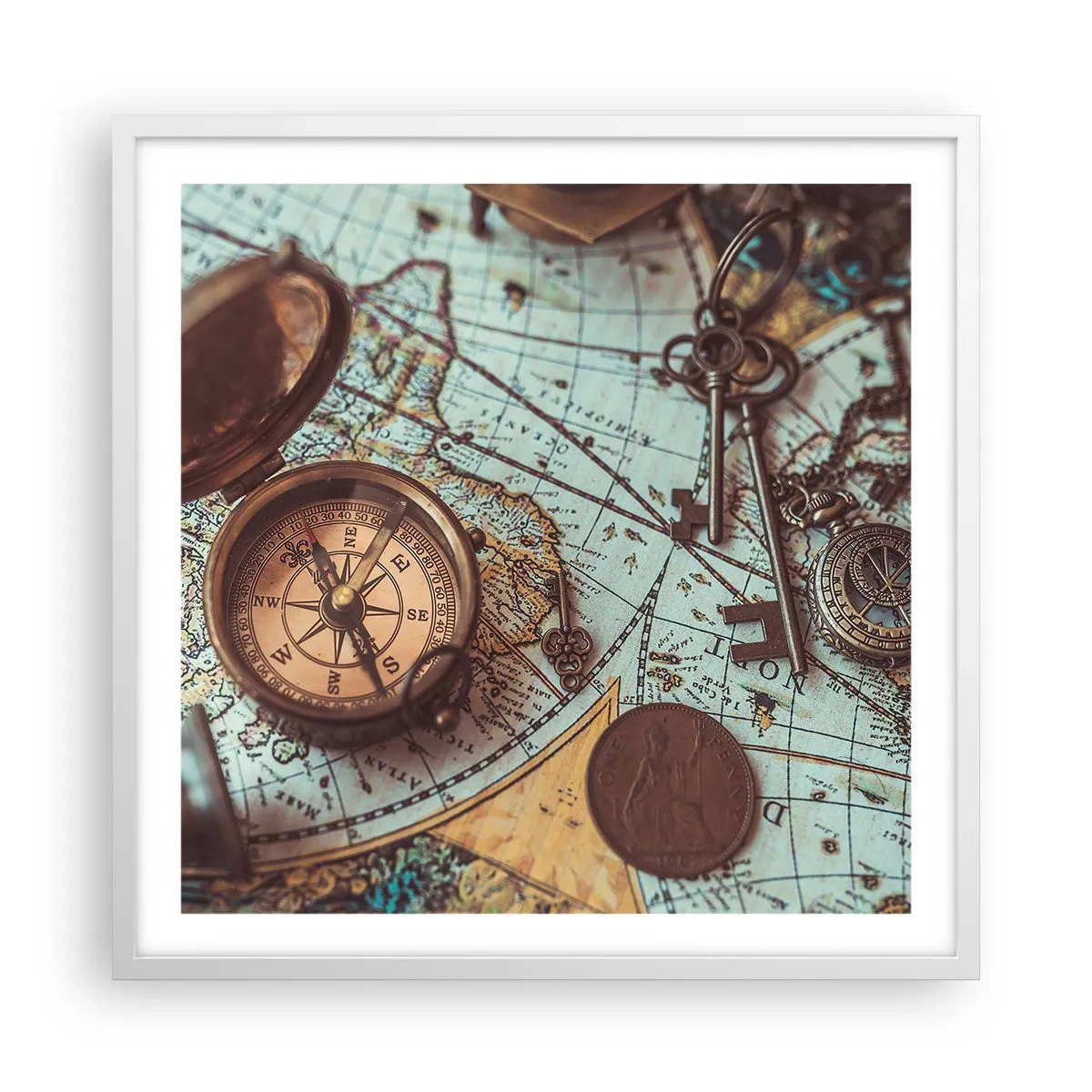 Poster in een witte lijst - Voor de avonturier - 60x60 cm