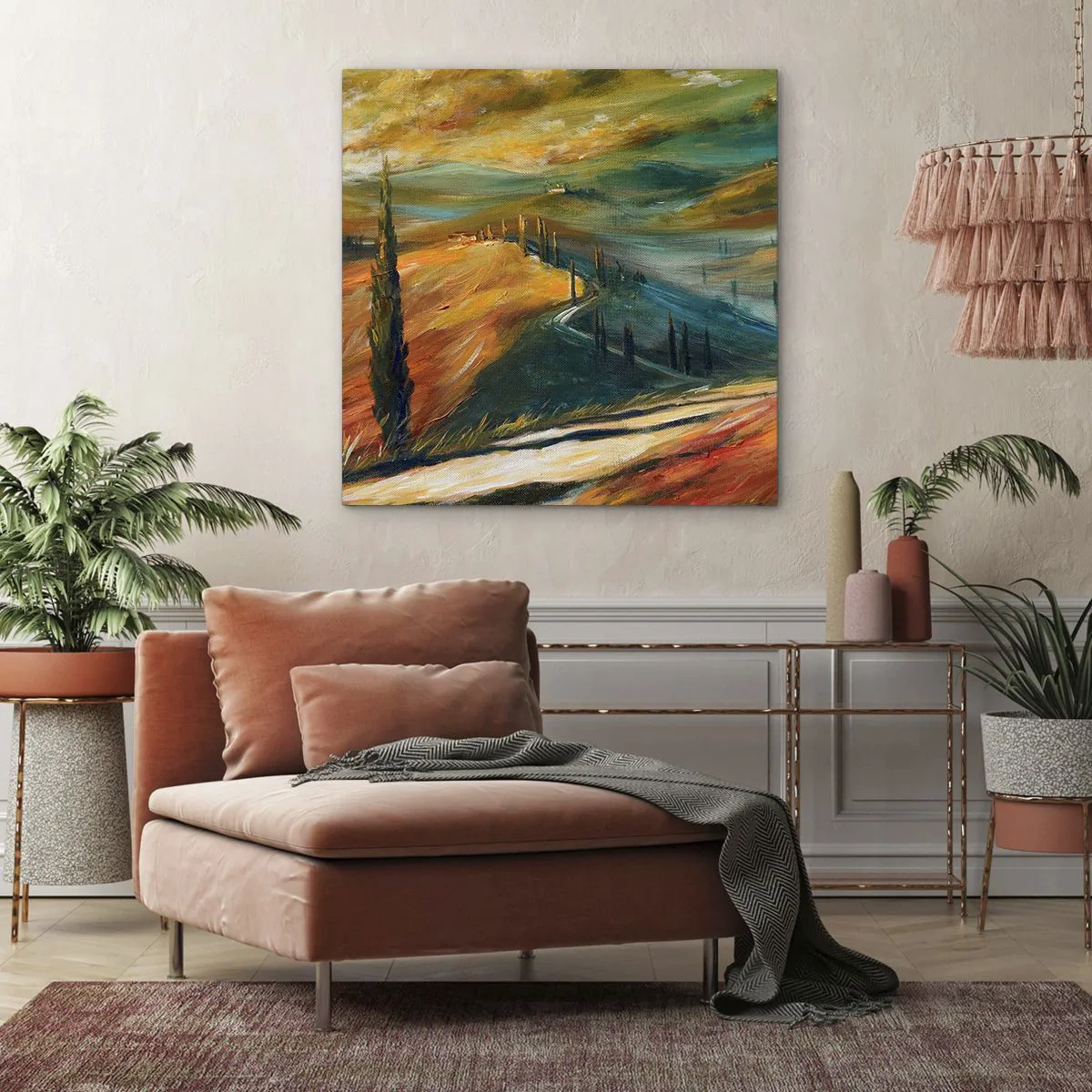 Schilderen op canvas - Toscaans landschap - 60x60 cm