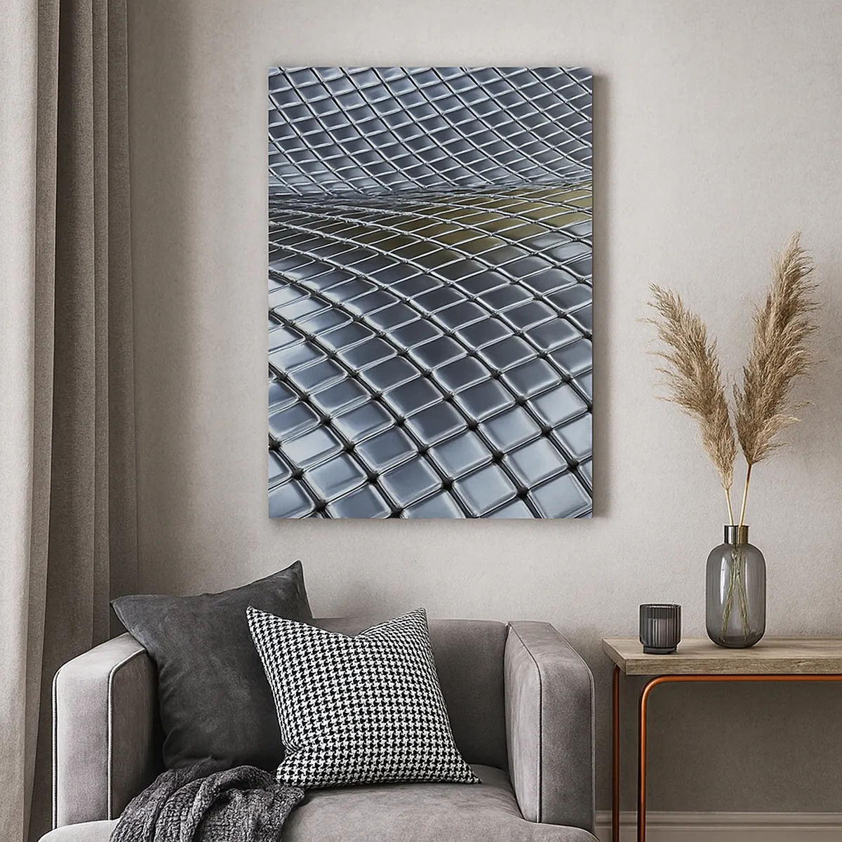 Schilderen op canvas - Metallic zilveren golf - 50x70 cm