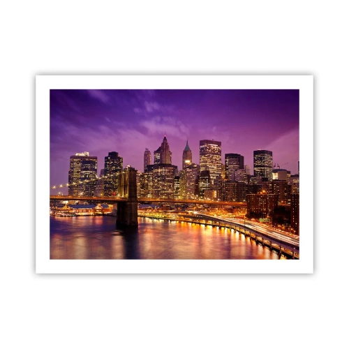 Poster - Violet-goud Manhattan - 70x50 cm