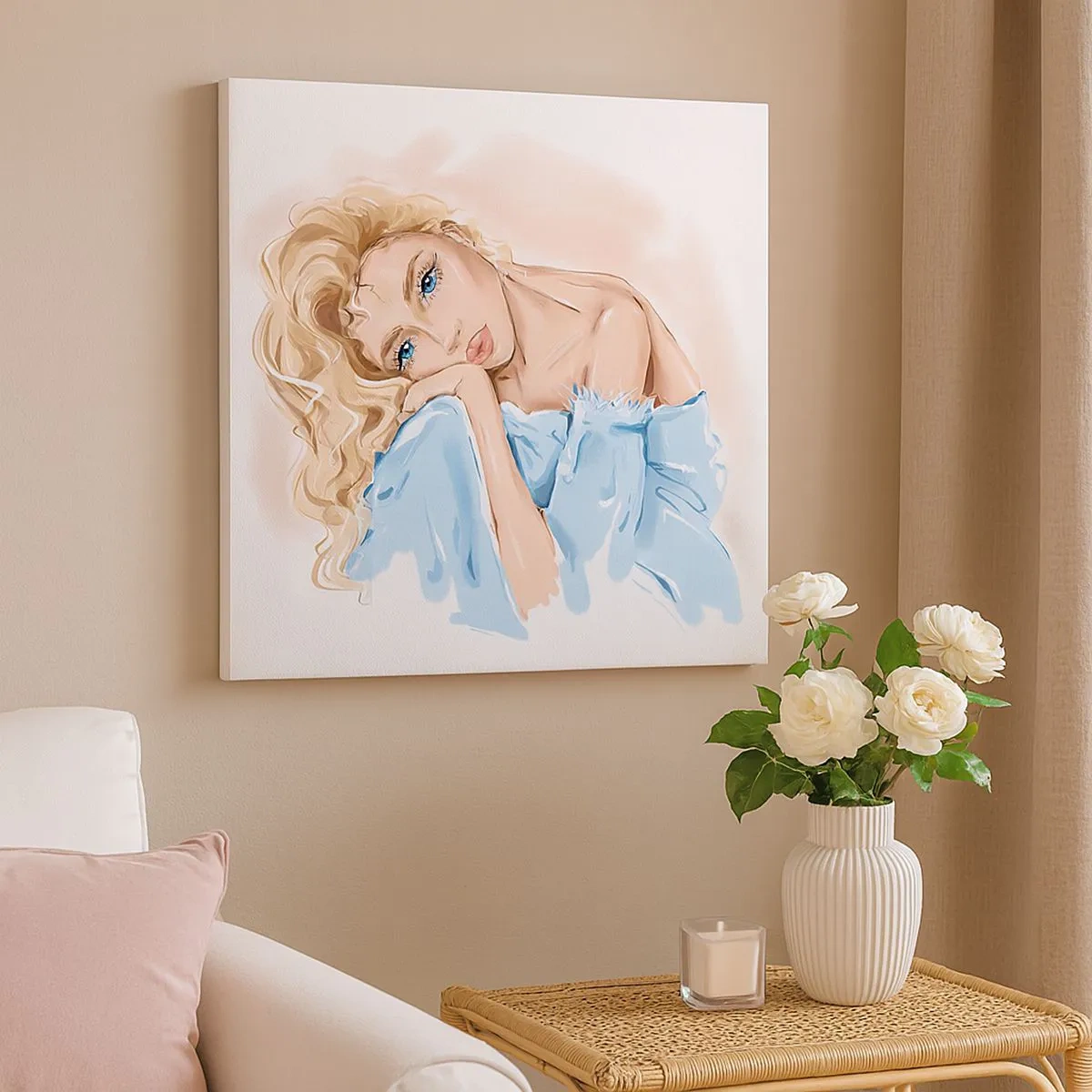 Schilderen op canvas - Dromerig in het blauw - 30x30 cm