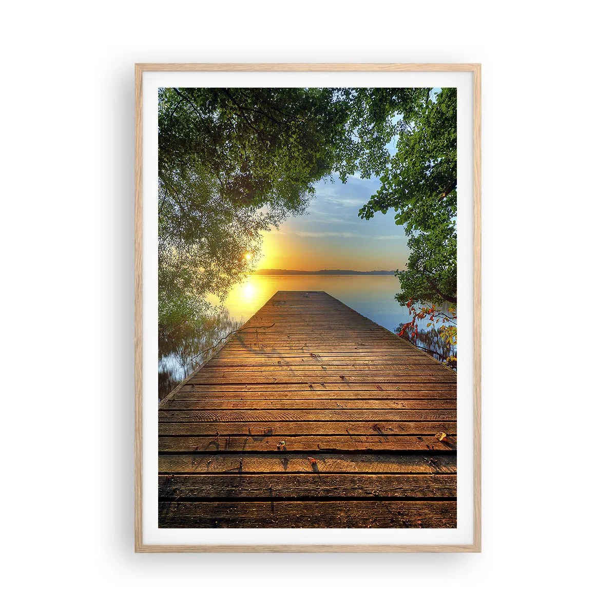 Een poster in een licht eiken lijst - Neem de tijd, ga zitten - 70x100 cm