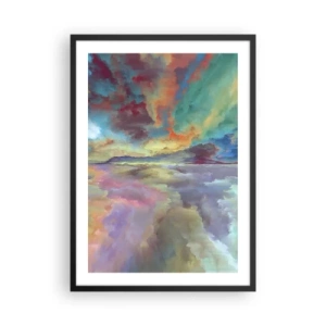 Poster in een zwarte lijst - Kleurrijke lucht in artistieke interpretatie - 50x70cm - Twee hemelen - Moderne wanddecoratie voor woonkamer en slaapkamer ARTTOR