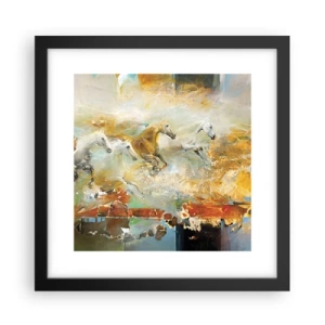Poster in een zwarte lijst - Galopperen door het licht - 30x30 cm