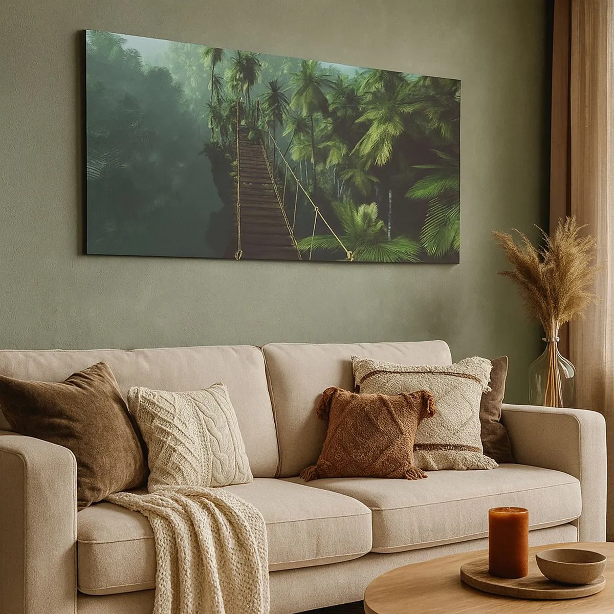 Schilderen op canvas - Over de branding van groen - 100x40 cm