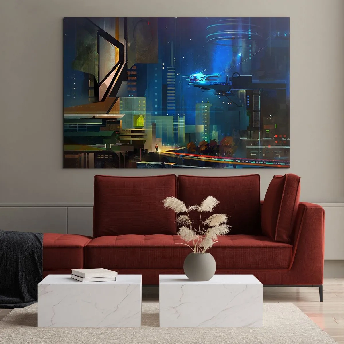 Schilderen op glas - In de nabije toekomst - 120x80 cm