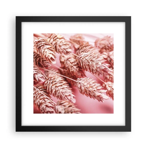Poster in een zwarte lijst - Een bloemencascade in roze - 30x30 cm