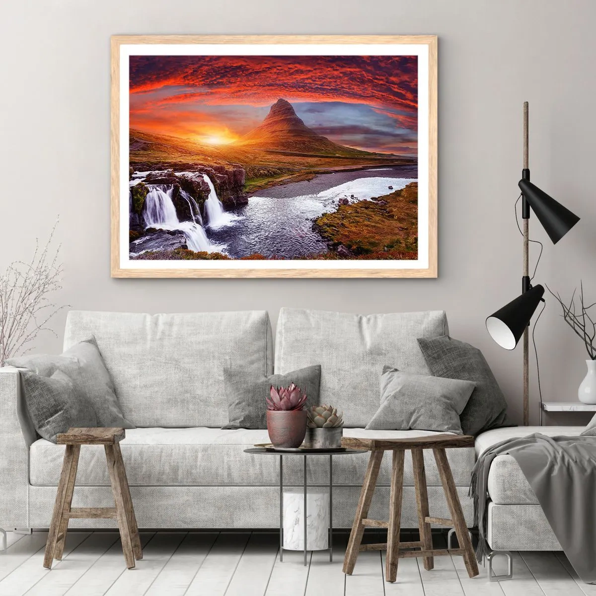 Een poster in een licht eiken lijst - Een zicht op Midden-aarde - 91x61 cm