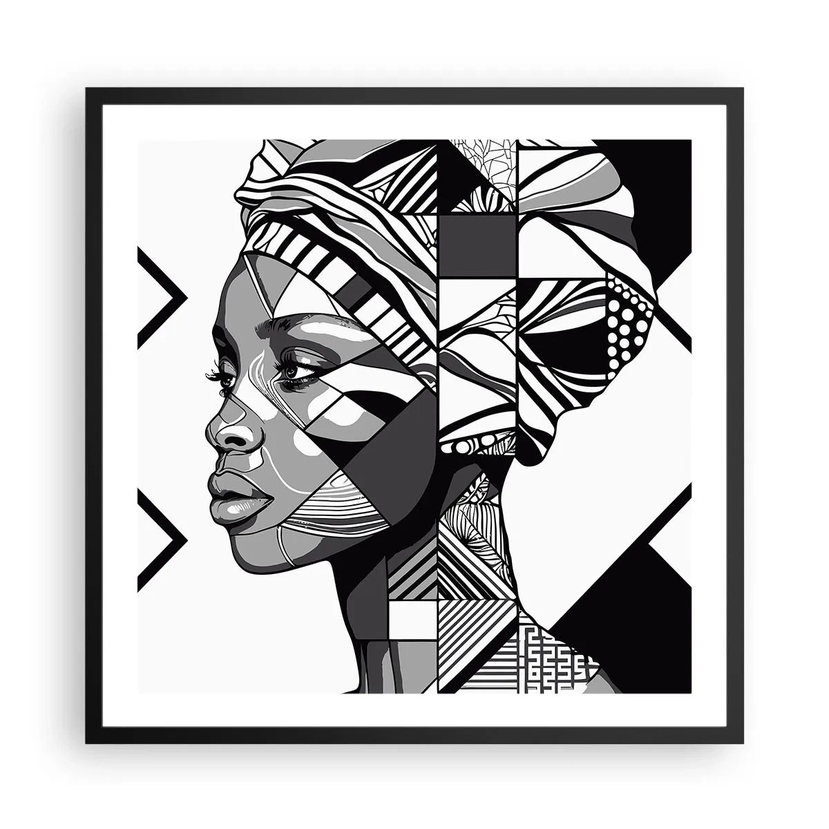 Poster in een zwarte lijst - Etnisch portret - 60x60 cm