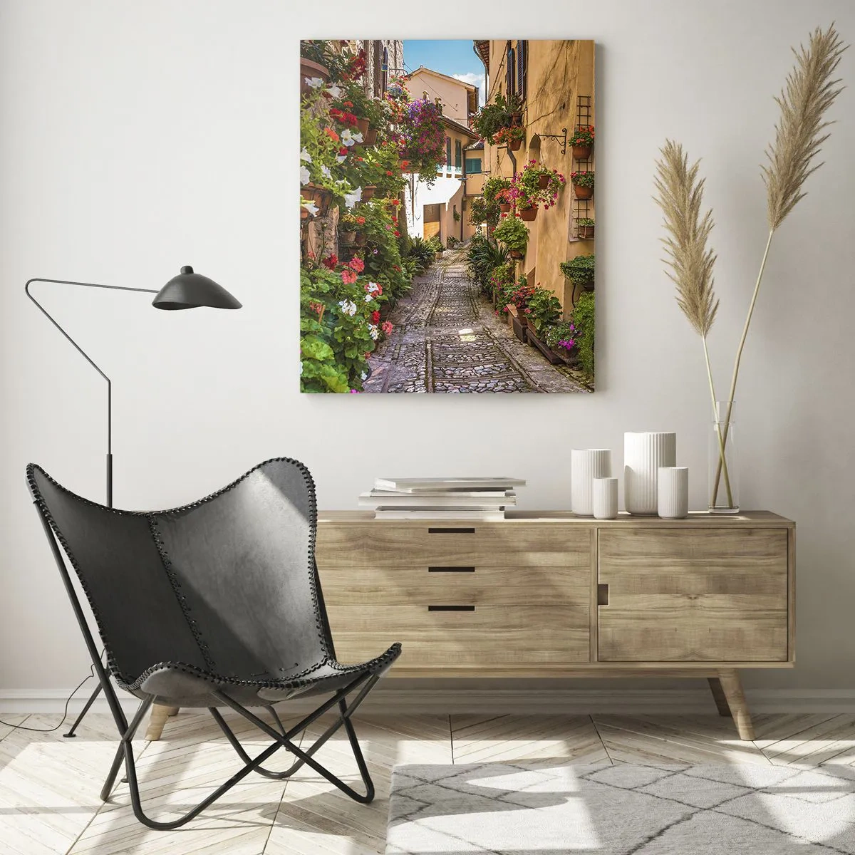 Schilderen op glas - Italiaans zijstraatje - 70x100 cm