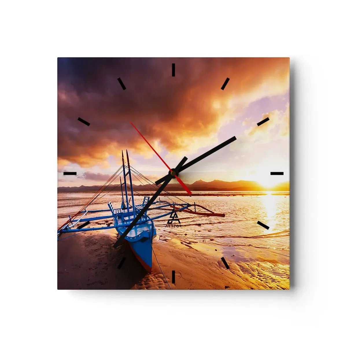 Wandklok - Klok - Strek je uit op het zand na een hele dag - 40x40 cm