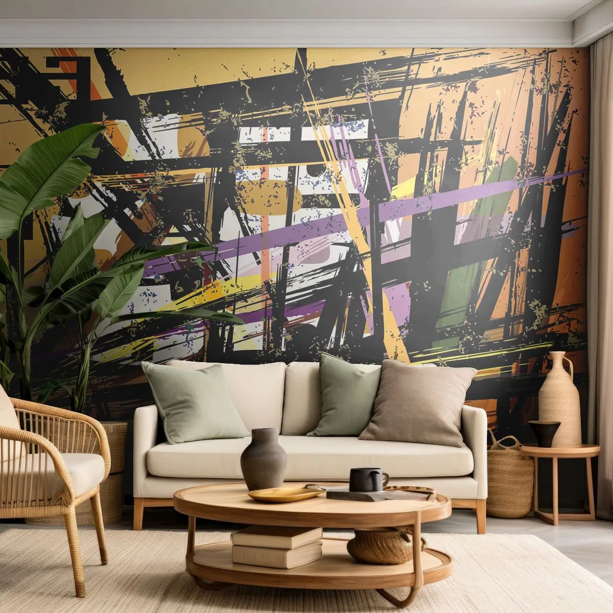 Fotobehang Premium Sand - Een scherp snijden - Abstractie, Deel, Modern patroon - 400x280 cm