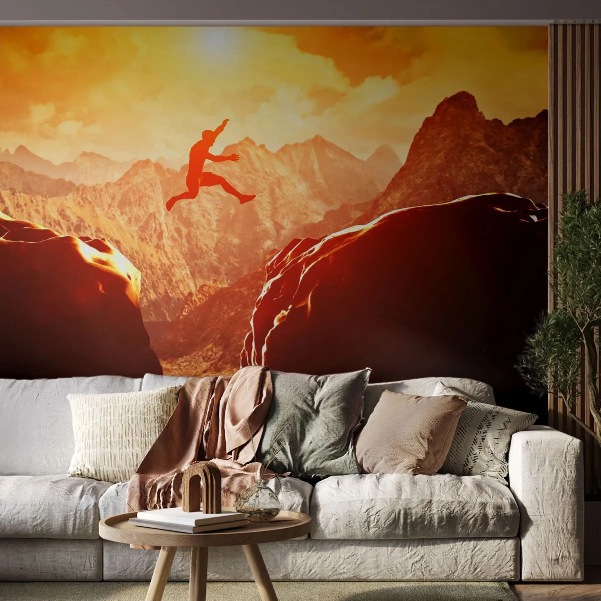 Fotobehang Premium Canvas - Grenzen overschrijden - Sport, Klimmen, Landschap - 350x256 cm