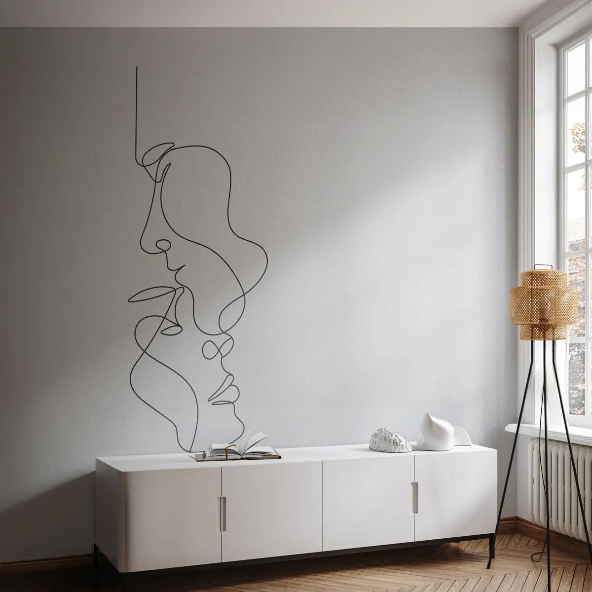 Zelfklevend Fotobehang Deluxe Sticker - De hitte van bittere verlangens - Grafisch, Verliefd stel, Kus - 250x175 cm