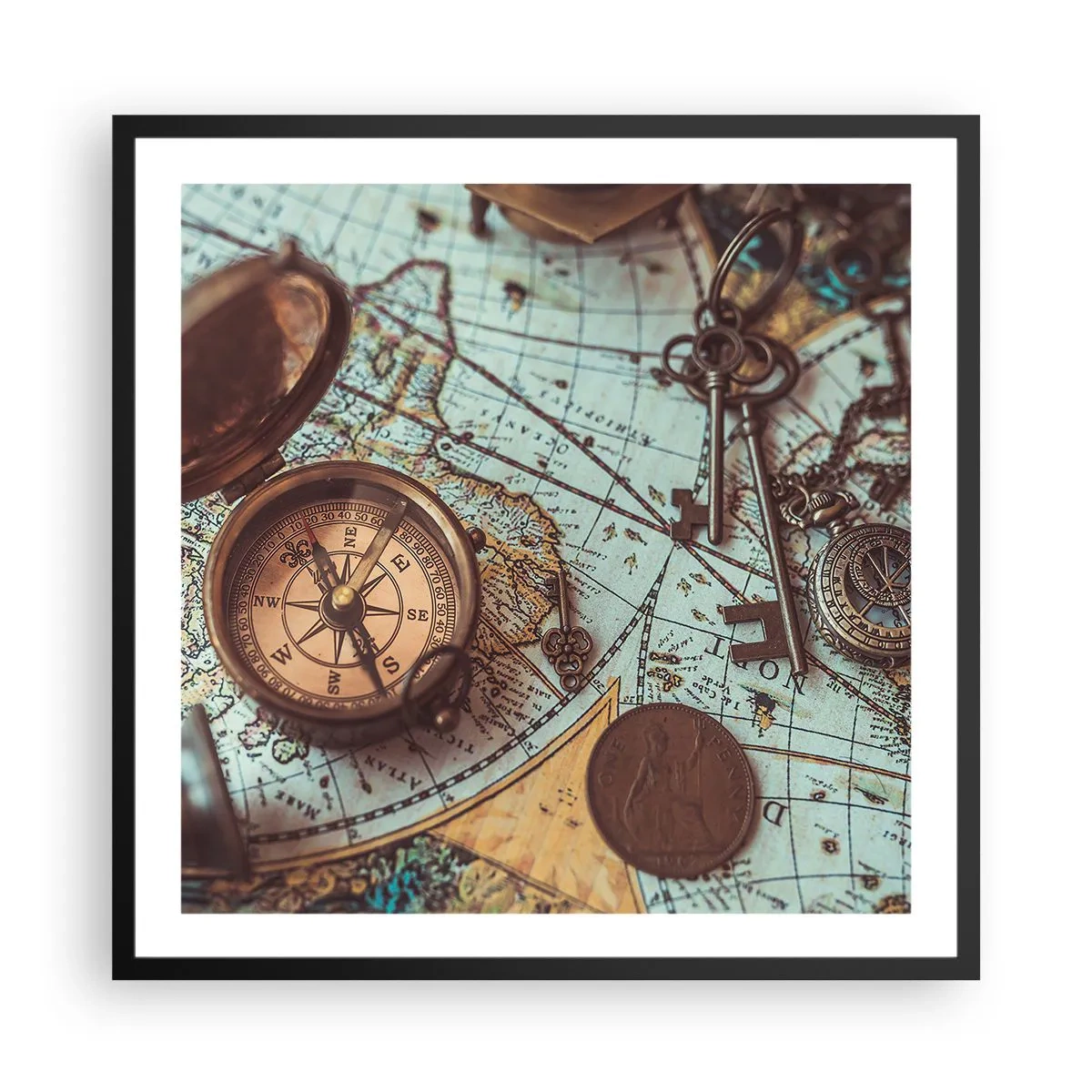 Poster in een zwarte lijst - Voor de avonturier - 60x60 cm