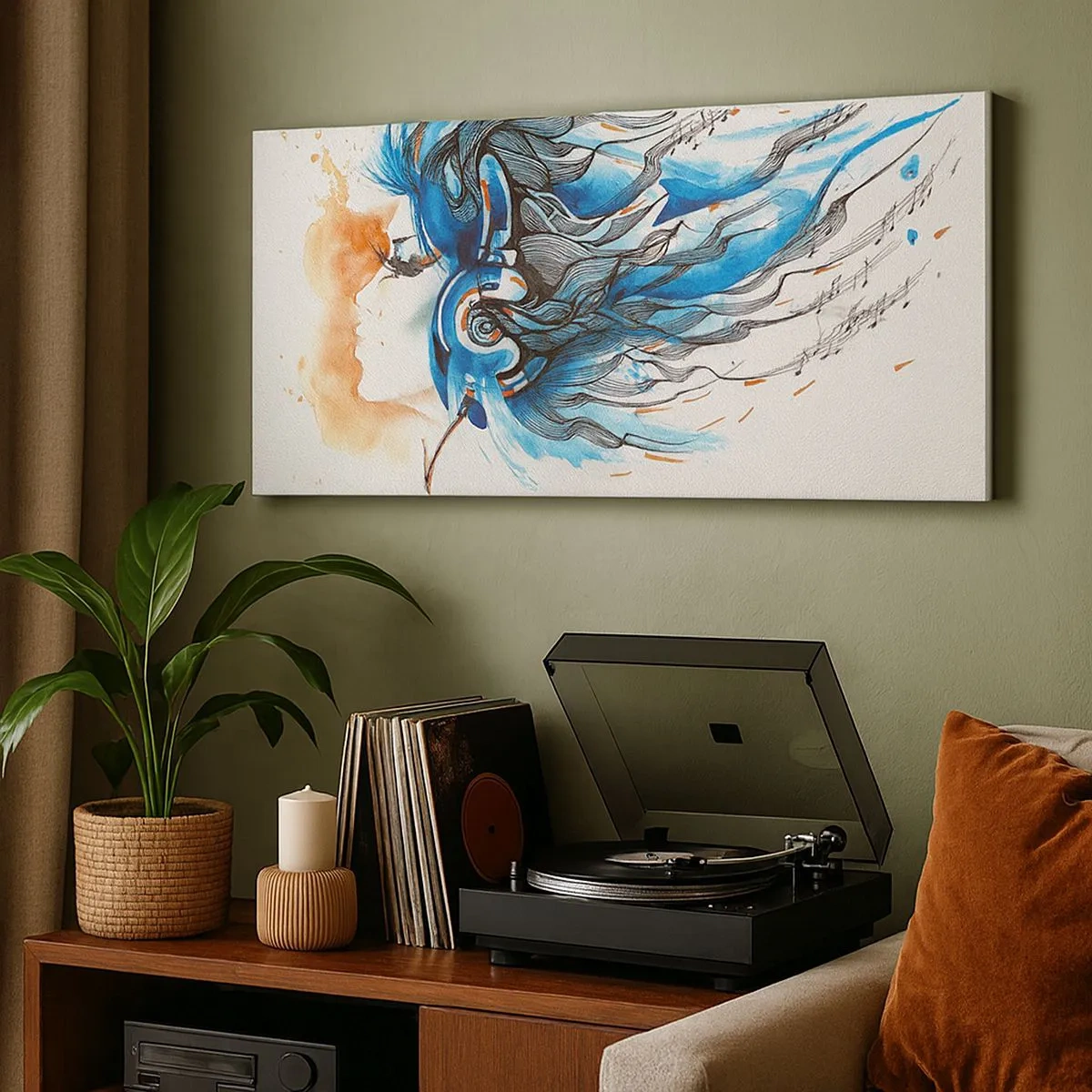 Schilderen op canvas - Laat de muziek spelen - 100x40 cm