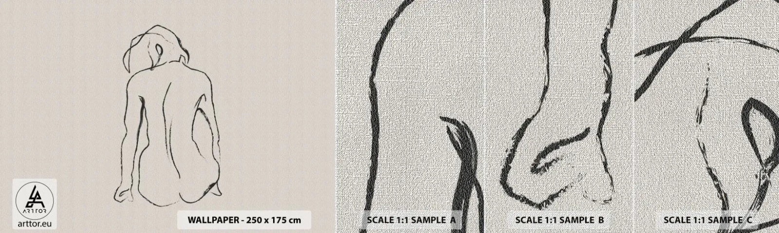 Fotobehang Monster Premium Canvas - Naakt meisje - Handeling, Lijn, Tekening - 100x30 cm
