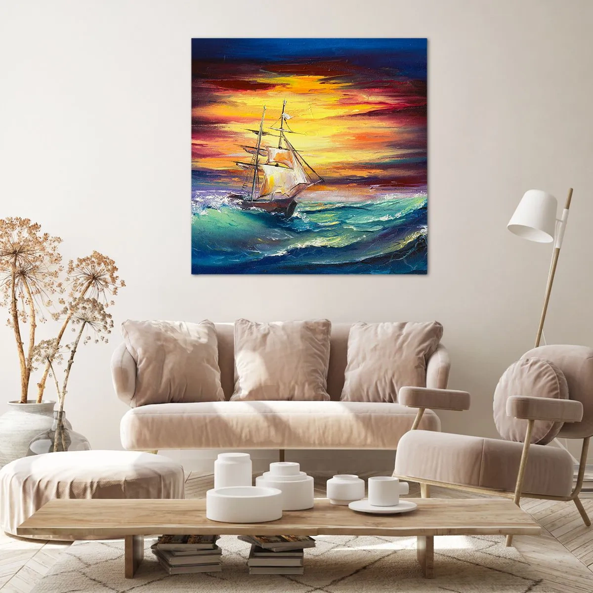 Schilderen op canvas - Dapper onder de golven - 60x60 cm