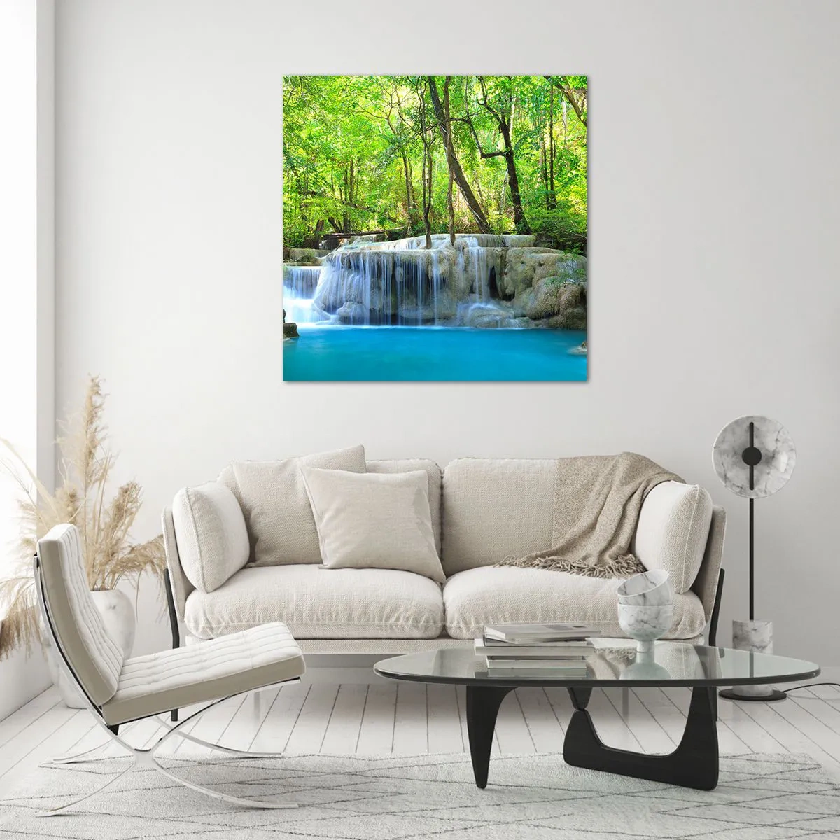 Schilderen op glas - Verdrinken in turkoois en groen - 40x40 cm