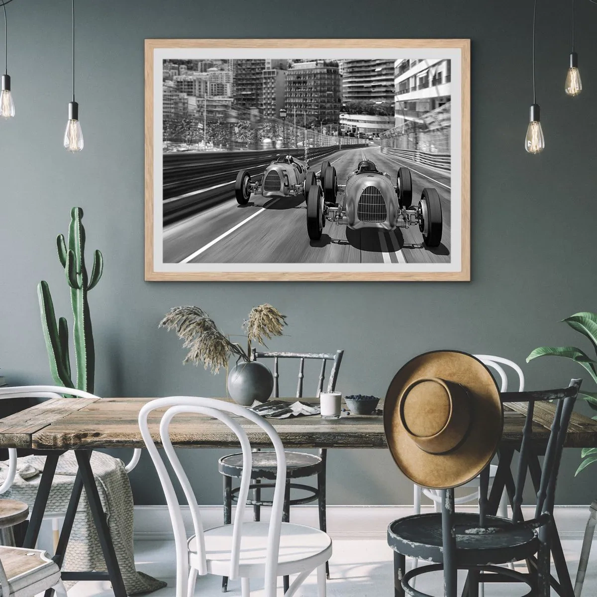 Een poster in een licht eiken lijst - Lang geleden in Monte Carlo - 100x70 cm