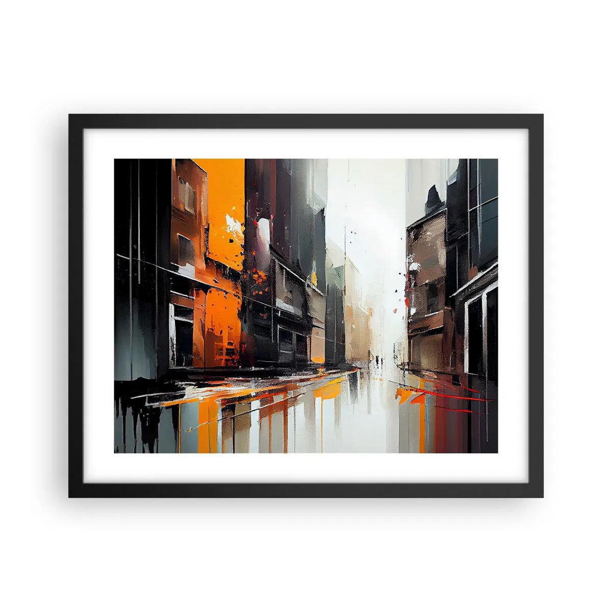 Poster in een zwarte lijst - Regenachtige dag - 50x40 cm