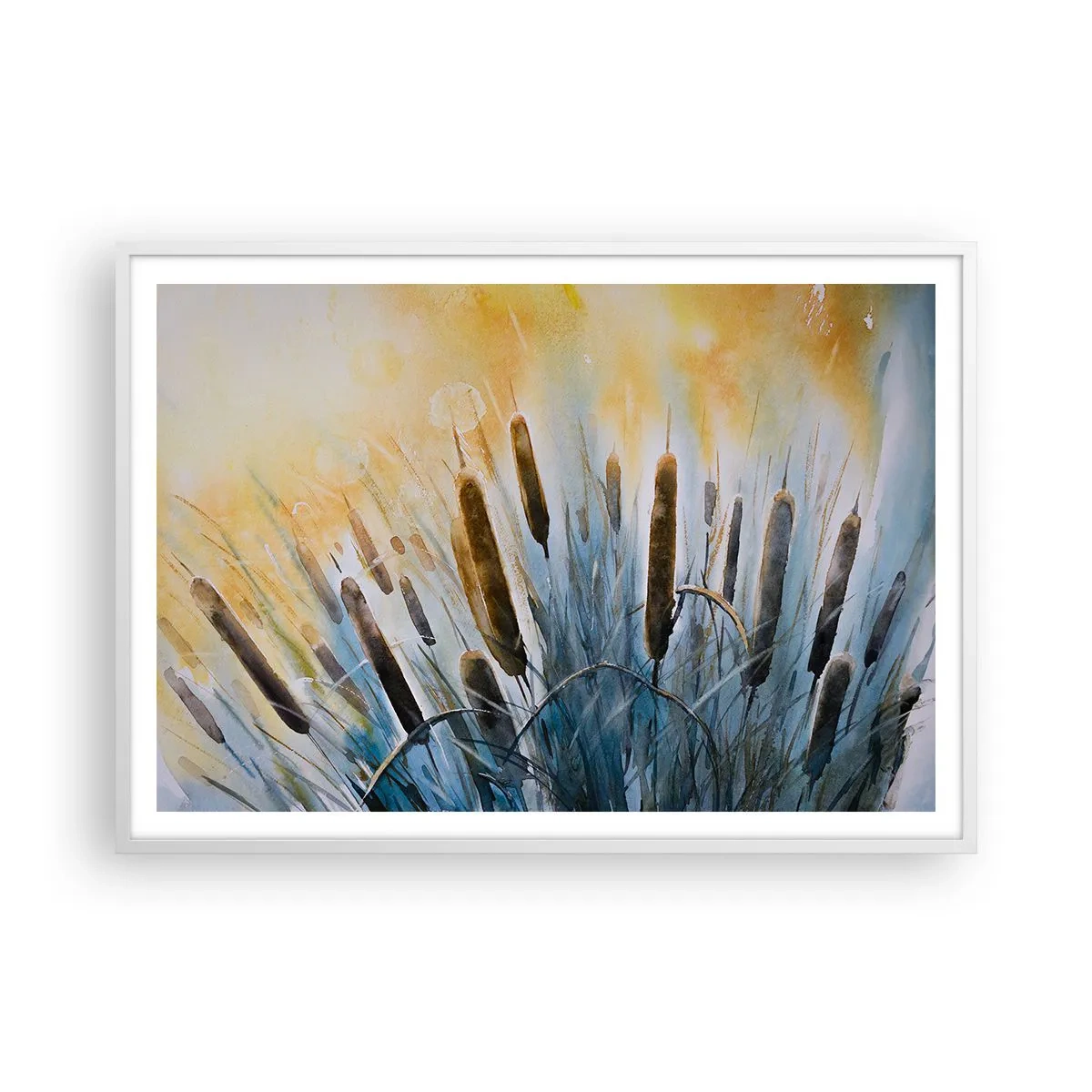 Poster in een witte lijst - De kou van het water, de hitte van de zon - 100x70 cm