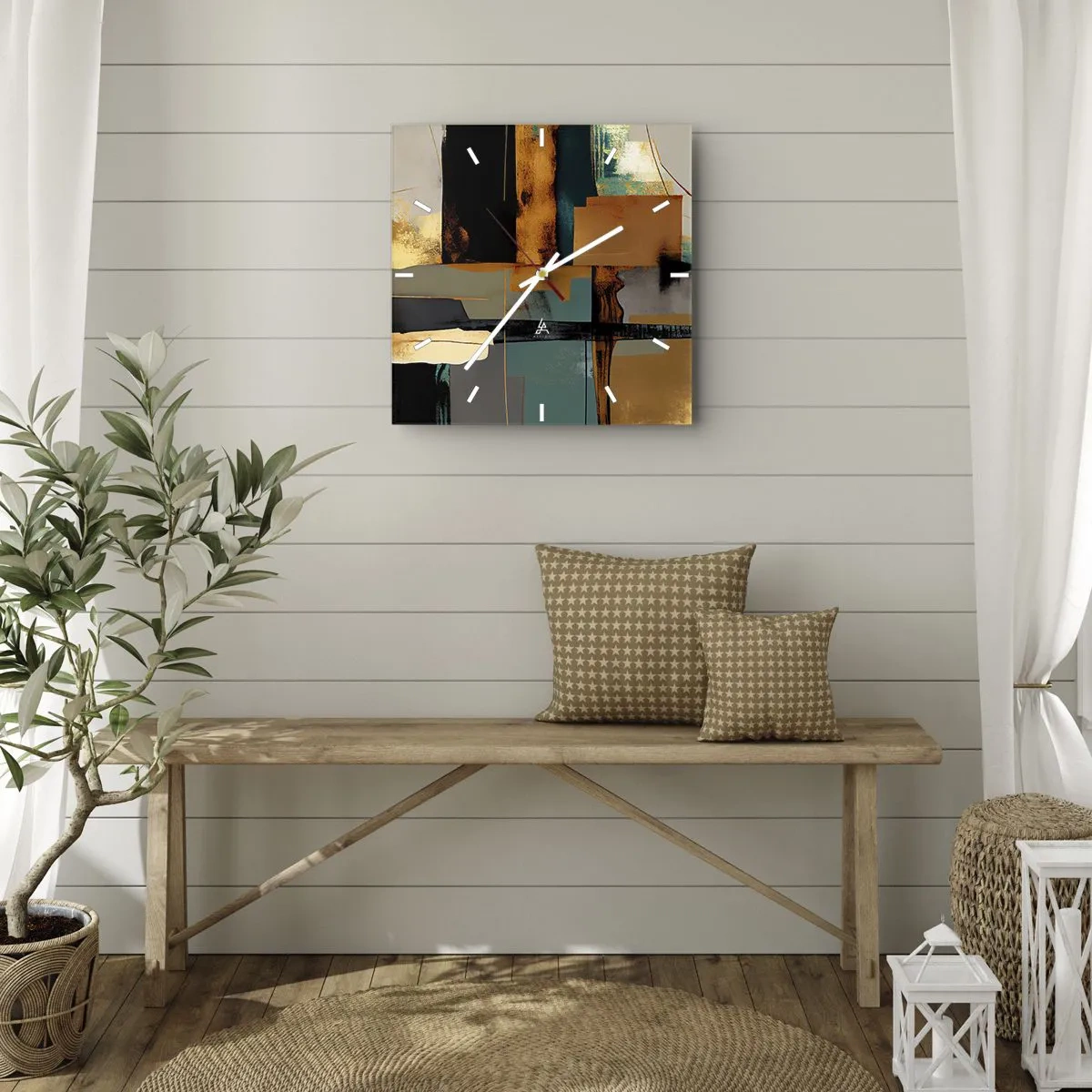 Wandklok - Klok - Abstractie – licht en schaduw - 30x30 cm