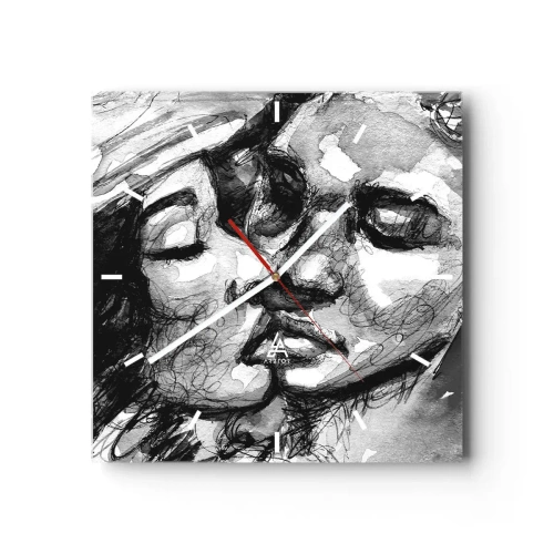 Wandklok - Klok - Een teder moment - 30x30 cm