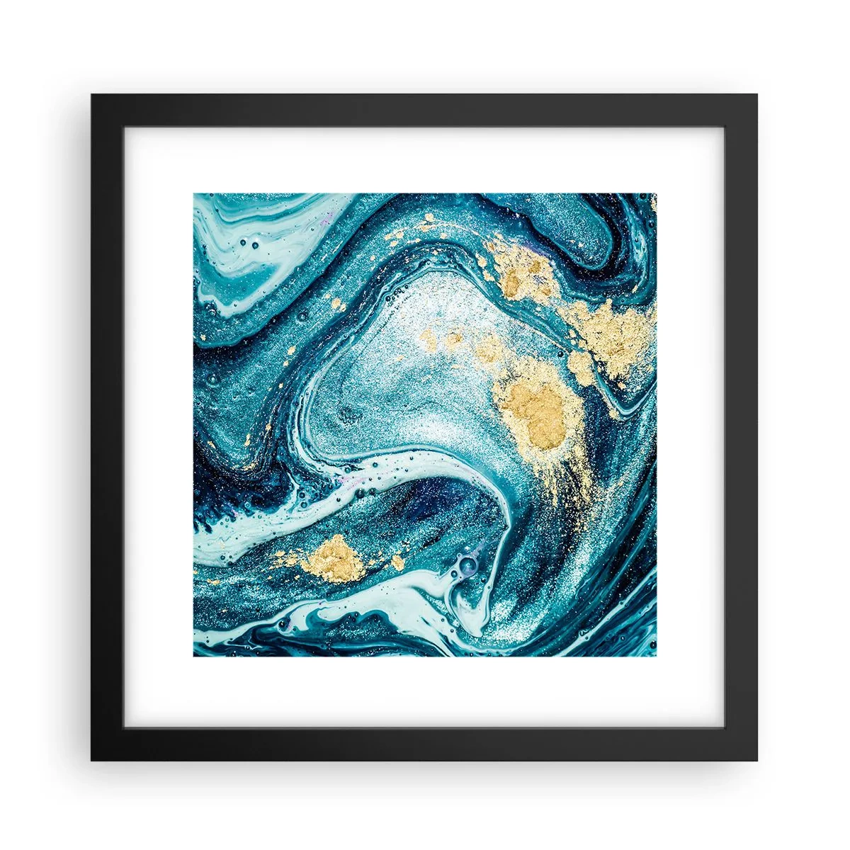 Poster in een zwarte lijst - Blauwe draaikolk - 30x30 cm