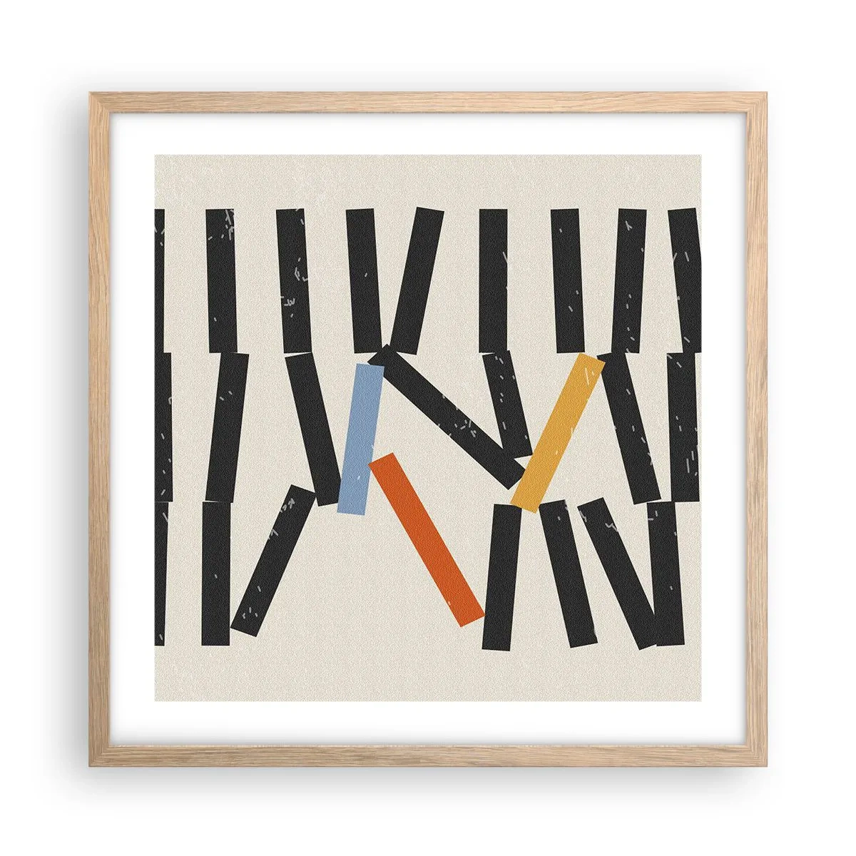 Een poster in een licht eiken lijst - Domino – compositie - 50x50 cm