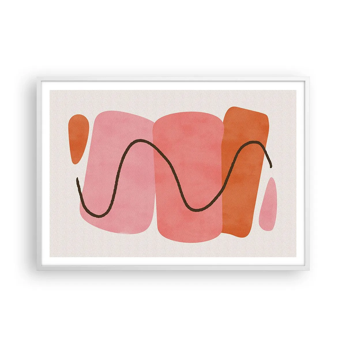 Poster in een witte lijst - zachte beweging van vormen - 100x70 cm