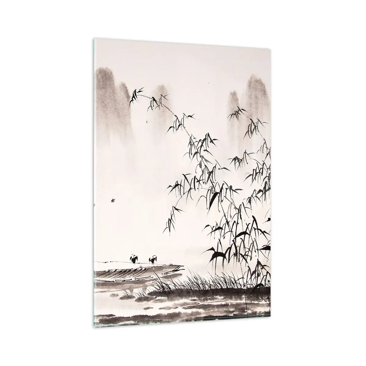 Schilderen op glas - De stilte van de rijstvelden - 80x120 cm