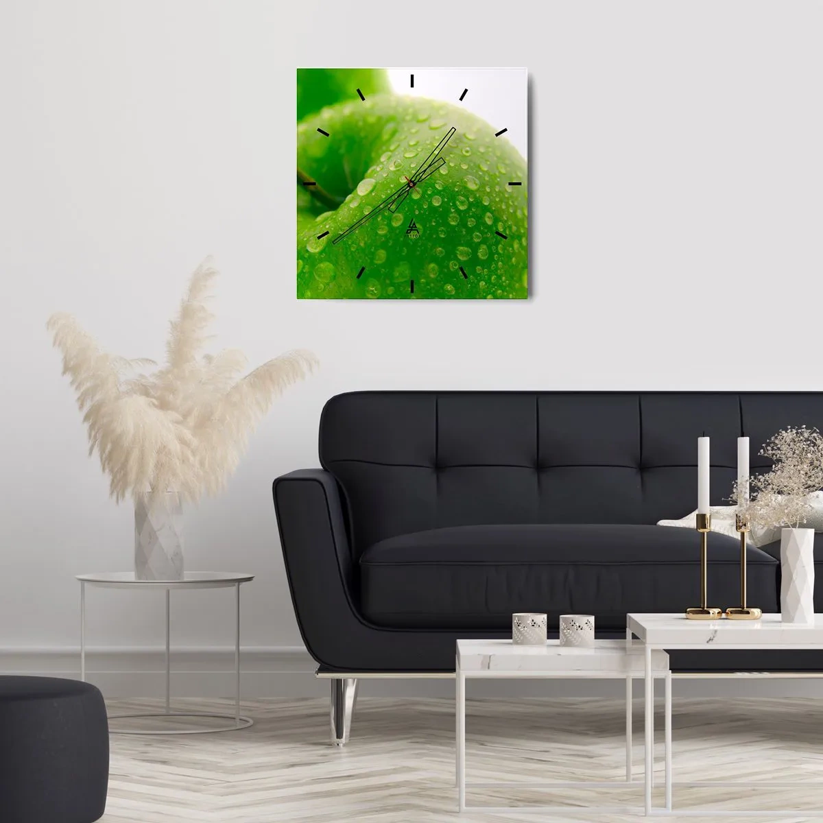 Wandklok - Klok - Groene koele frisheid - 40x40 cm