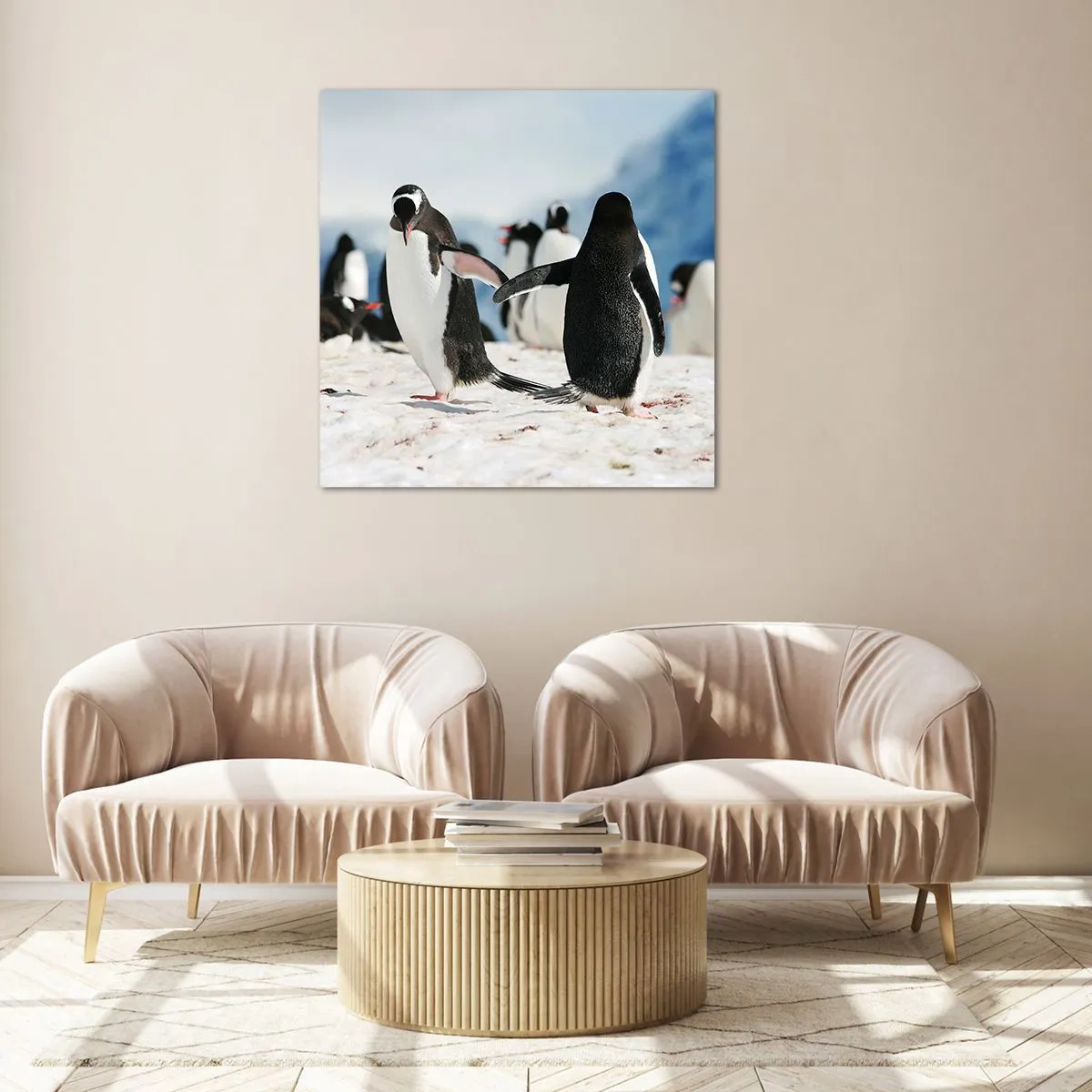 Schilderen op glas - Dansen in de sneeuw - 60x60 cm