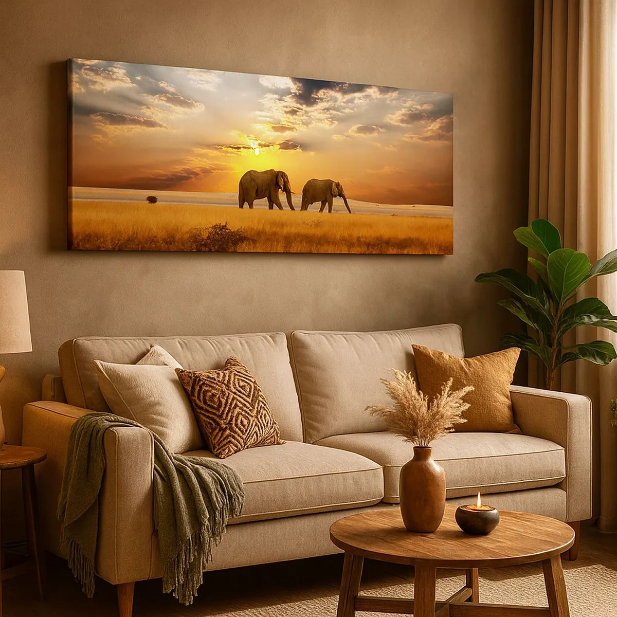 Schilderen op canvas - Familie wandeling - 100x40 cm