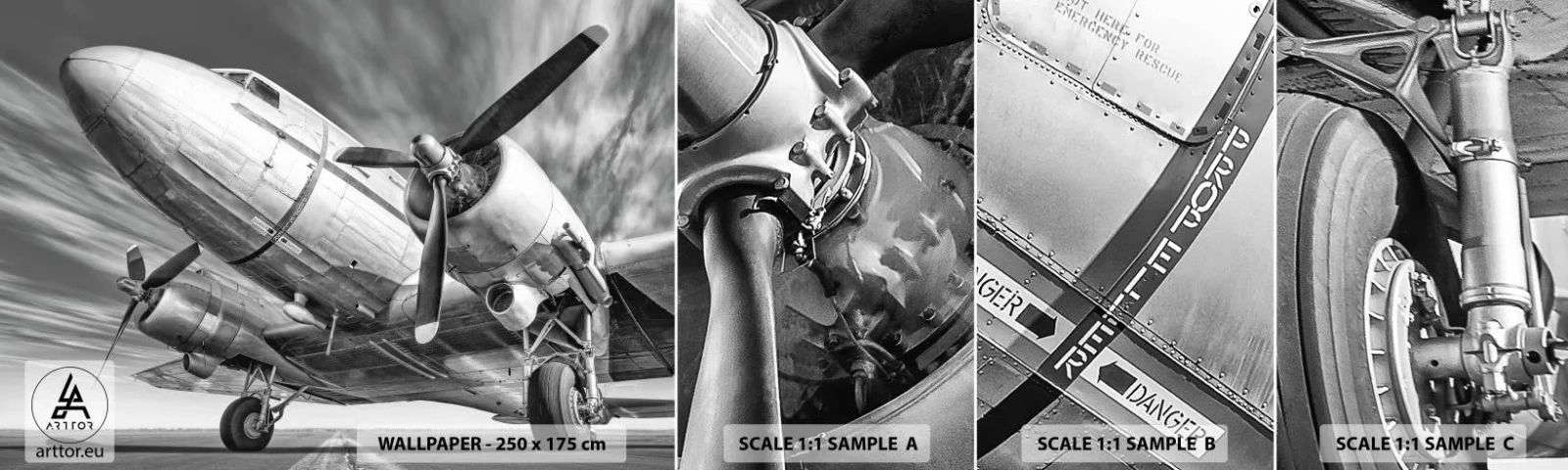 Fotobehang Monster Zelfklevend Deluxe Sticker - Altijd klaar om te vliegen - Vliegtuig, Retro, Vliegtuigen - 100x30 cm