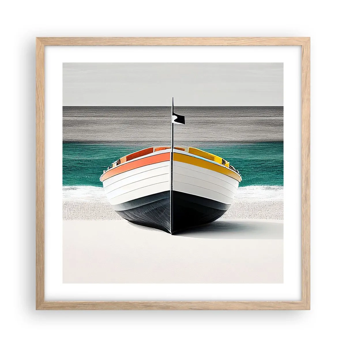 Een poster in een licht eiken lijst - Op zijn plaats - 50x50 cm