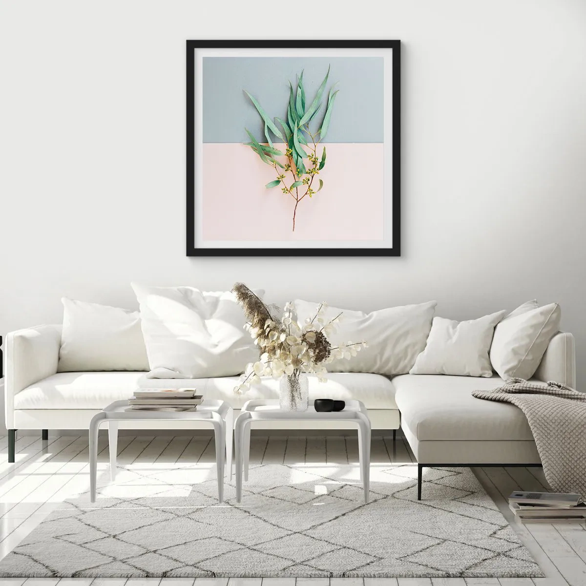 Poster in een zwarte lijst - Subtiliteit in pastelkleuren - 60x60 cm