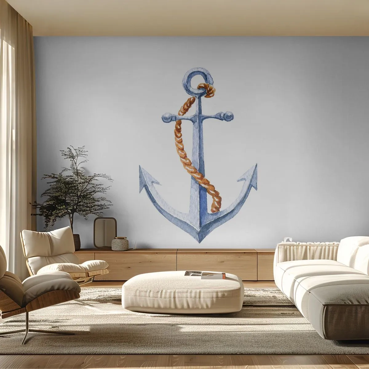 Fotobehang Premium Canvas - Ahoi avontuur! - Anker, Hobby, het zeilen - 250x175 cm