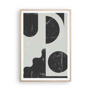 Een poster in een licht eiken lijst - Compositie boven en onder - 70x100 cm