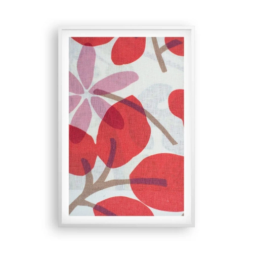 Poster in een witte lijst - Bloemstuk in roze - 61x91 cm