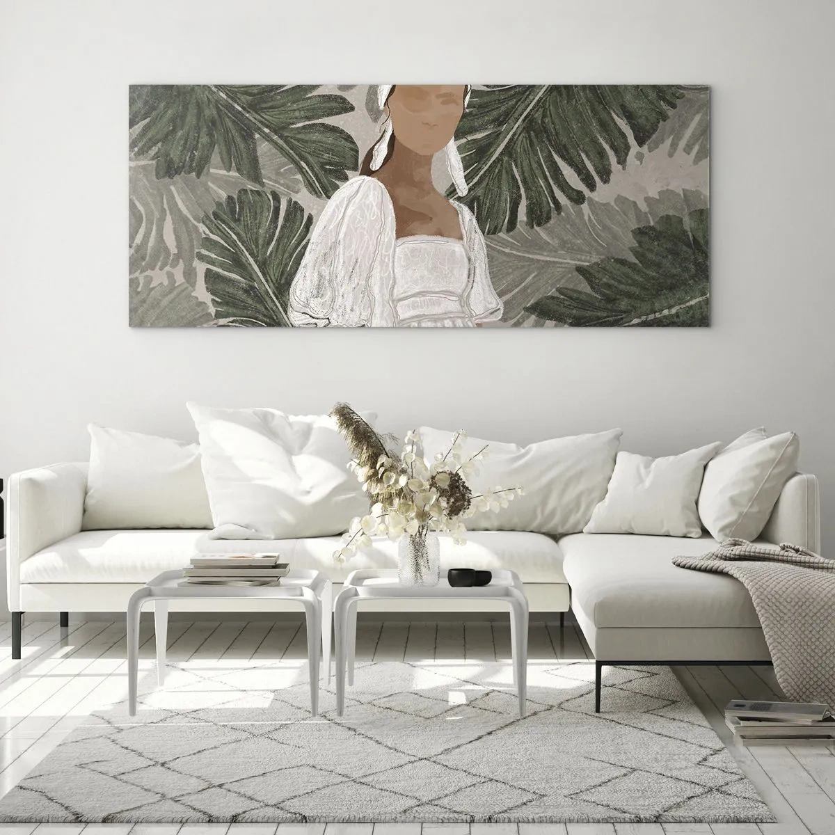 Schilderen op glas - Exotisch portret - 100x40 cm