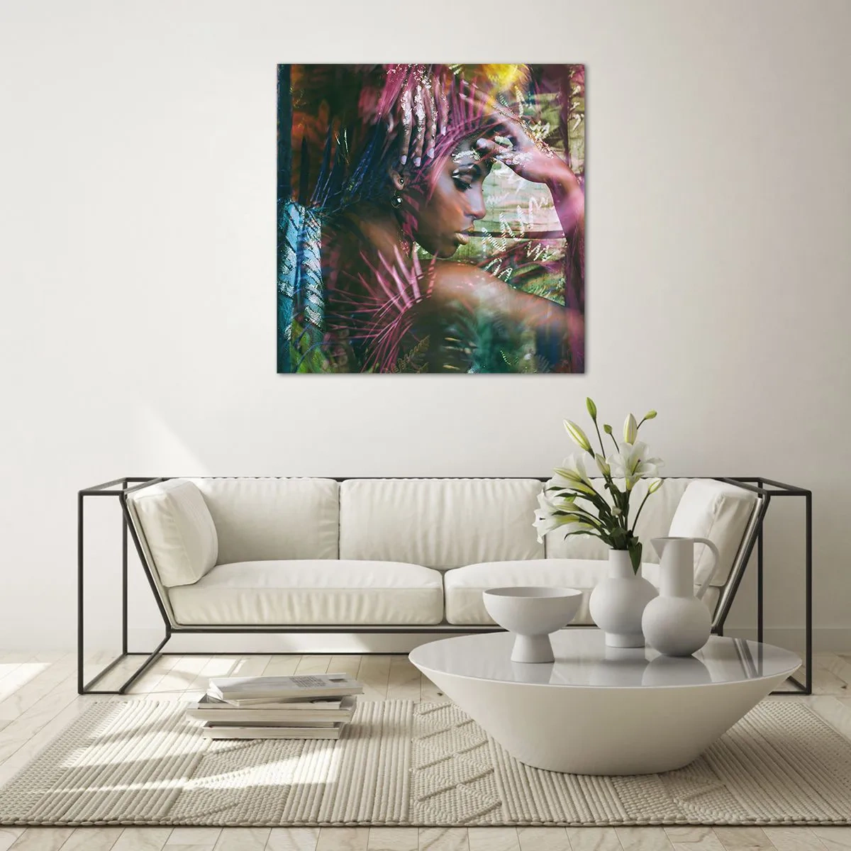 Schilderen op glas - Moeder Natuur in de jungle - 70x70 cm
