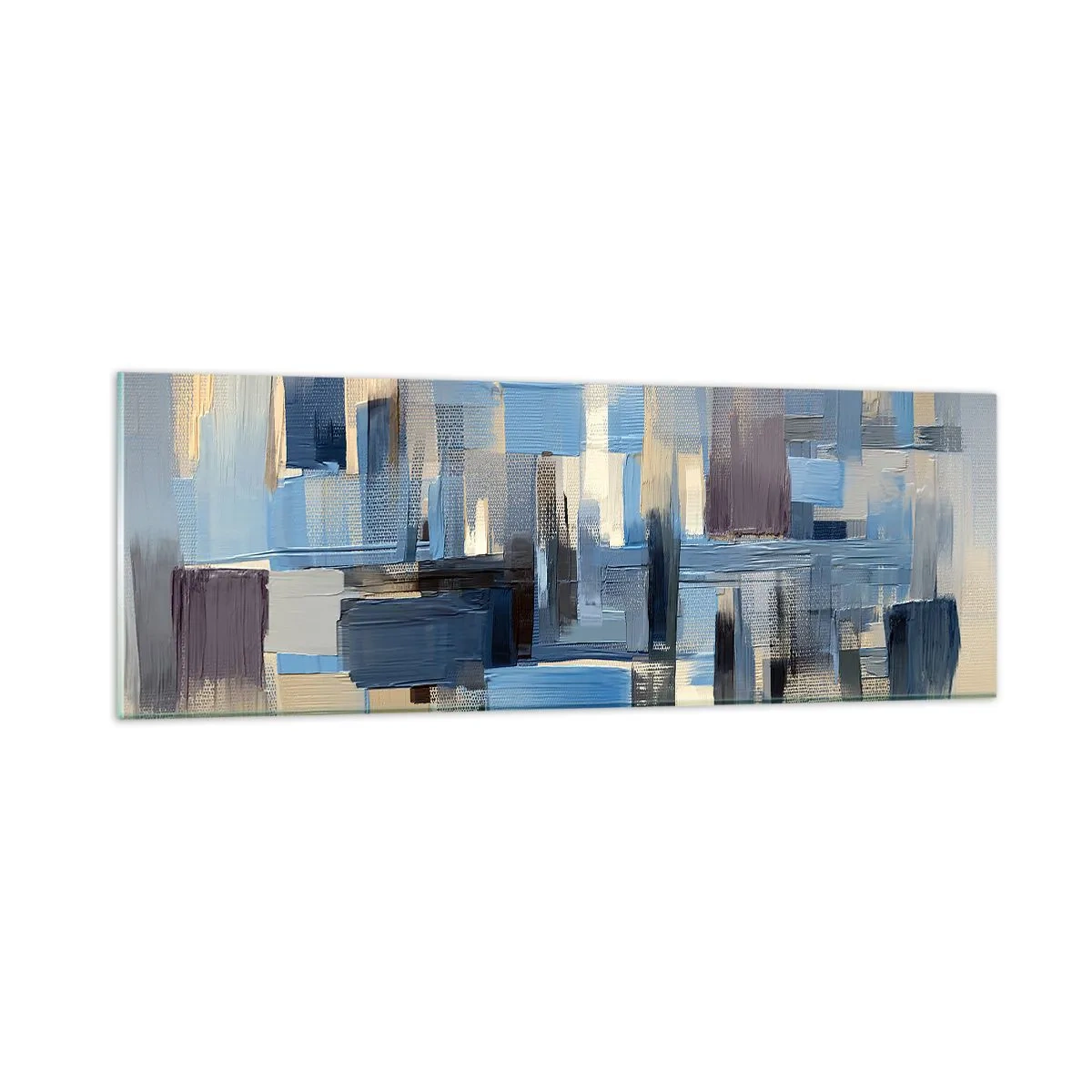 Schilderen op glas - Blauwe constructie - 90x30 cm